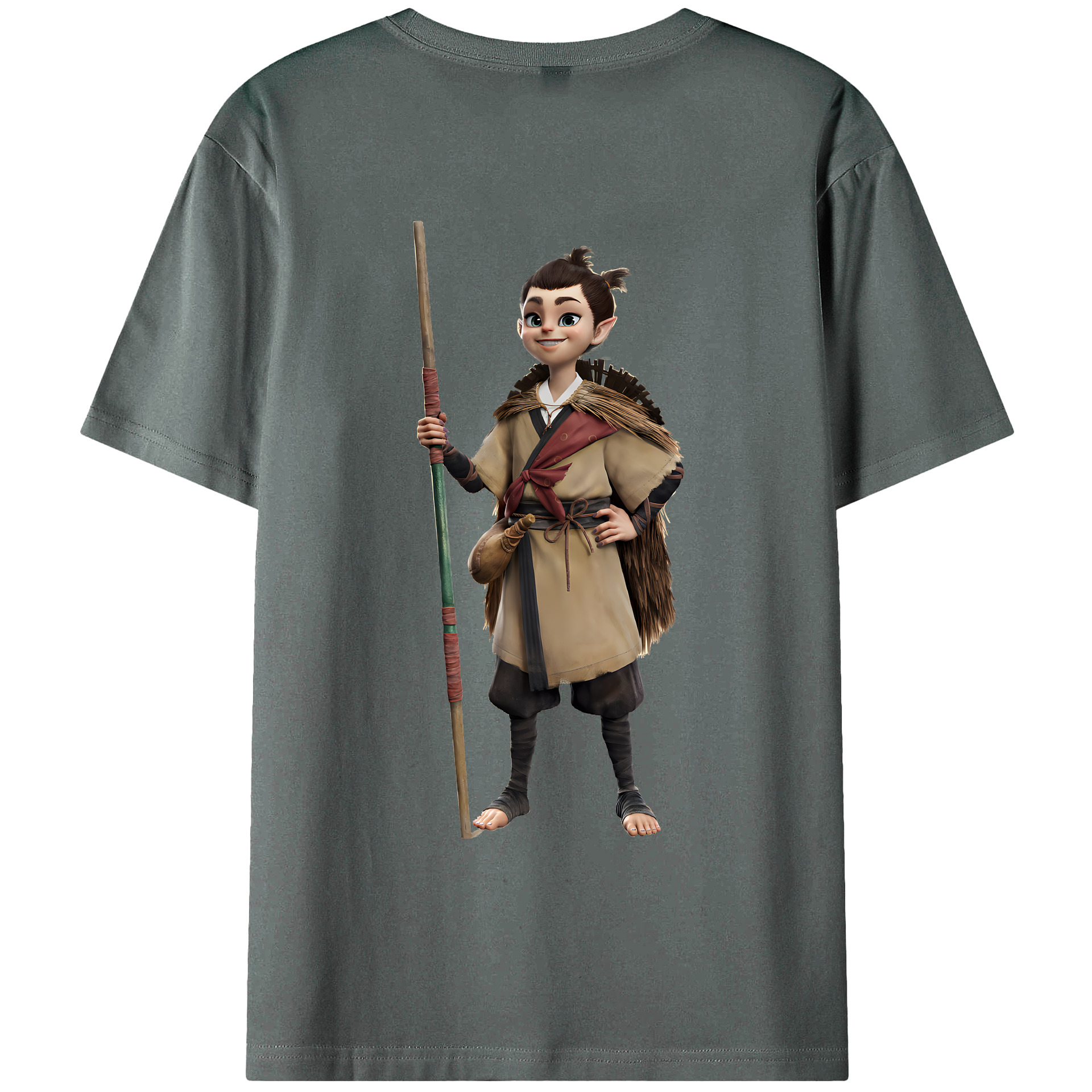 （画像用） Ne Zha 2 ナタ 魔童の大暴れ 綿100％ メンズ半袖Tシャツ（バックプリント） 通気性